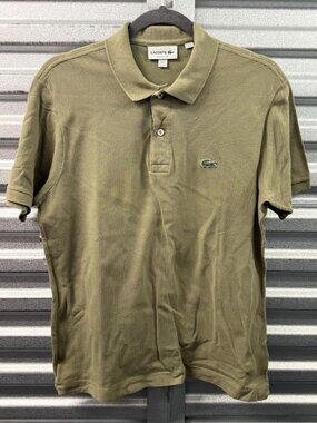 LACOSTE Moss Green Crocodile Logo Short Sleeves Classic Fit Polo Sz S